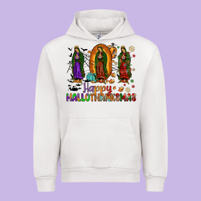 Our Lady Of Guadalupe Happy Hallothanksmas Urban Hoodie Designed By Jahusdesignshop