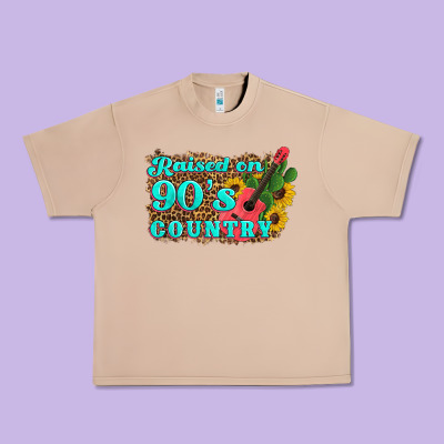 Raised 90's Country Guitar Cactus Sunflower's Urban Heavy Tee Designed By Artiststas