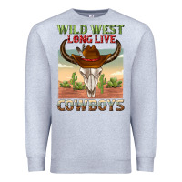 Heather Grey wild west long live cowboys Premium Sweatshirt - texasbilliewilder