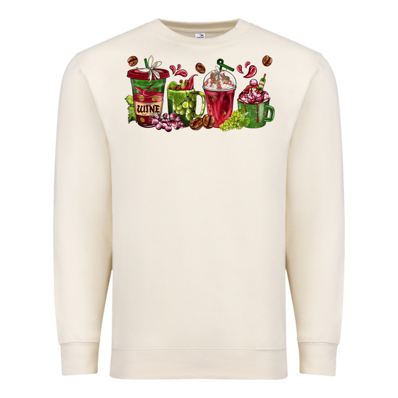 Wine Coffee Cups Premium Sweatshirt by texasbilliewilder | Teevron