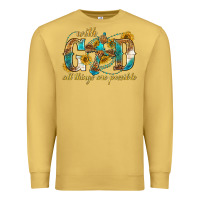 Antique Gold with god all things are possible with cross Premium Sweatshirt - texasbilliewilder