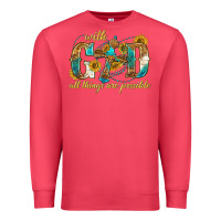 Cardinal with god all things are possible with cross Premium Sweatshirt - texasbilliewilder