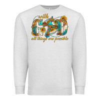 Oatmeal Heather with god all things are possible with cross Premium Sweatshirt - texasbilliewilder