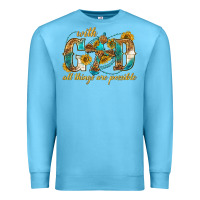 Ocean Blue with god all things are possible with cross Premium Sweatshirt - texasbilliewilder