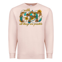 Pale Pink with god all things are possible with cross Premium Sweatshirt - texasbilliewilder