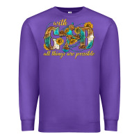 Purple with god all things are possible with cross Premium Sweatshirt - texasbilliewilder