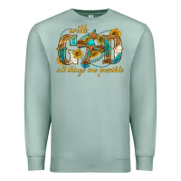 Seafoam with god all things are possible with cross Premium Sweatshirt - texasbilliewilder