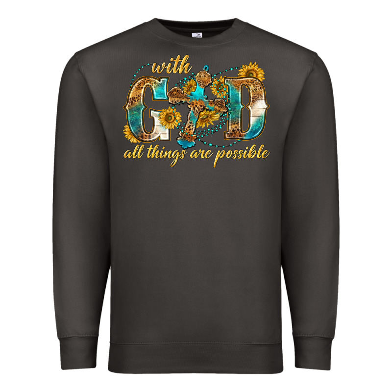 With God All Things Are Possible With Cross Premium Sweatshirt by texasbilliewilder | Teevron