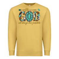 Antique Gold with god all things are possible with gemstone Premium Sweatshirt - texasbilliewilder