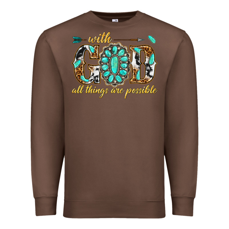 With God All Things Are Possible With Gemstone Premium Sweatshirt by texasbilliewilder | Teevron