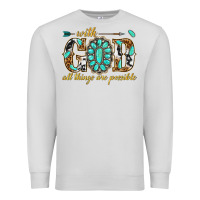 Dove Grey with god all things are possible with gemstone Premium Sweatshirt - texasbilliewilder