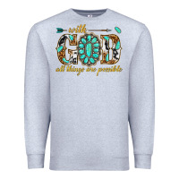 Heather Grey with god all things are possible with gemstone Premium Sweatshirt - texasbilliewilder