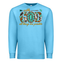 Ocean Blue with god all things are possible with gemstone Premium Sweatshirt - texasbilliewilder