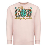 Pale Pink with god all things are possible with gemstone Premium Sweatshirt - texasbilliewilder