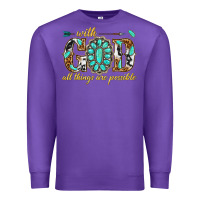 Purple with god all things are possible with gemstone Premium Sweatshirt - texasbilliewilder