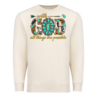 Sandshell with god all things are possible with gemstone Premium Sweatshirt - texasbilliewilder