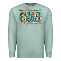 Seafoam with god all things are possible with gemstone Premium Sweatshirt - texasbilliewilder