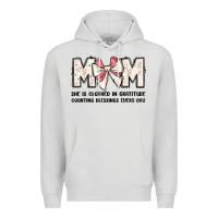 Dove Grey mom she is clothed in gratitude counting blessings Premium Hoodie - JahusDesignShop