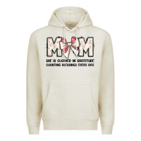Oatmeal Heather mom she is clothed in gratitude counting blessings Premium Hoodie - JahusDesignShop