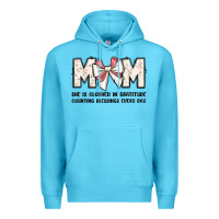 Ocean Blue mom she is clothed in gratitude counting blessings Premium Hoodie - JahusDesignShop