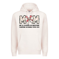 Pale Pink mom she is clothed in gratitude counting blessings Premium Hoodie - JahusDesignShop