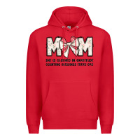 Red mom she is clothed in gratitude counting blessings Premium Hoodie - JahusDesignShop