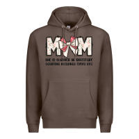 Coffee mom she is clothed in gratitude counting blessings Premium Hoodie - JahusDesignShop