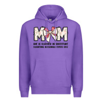 Purple mom she is clothed in gratitude counting blessings Premium Hoodie - JahusDesignShop