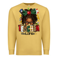 Antique Gold teacher life afro locs messy bun Premium Sweatshirt - texasbilliewilder