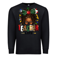 Black teacher life afro locs messy bun Premium Sweatshirt - texasbilliewilder