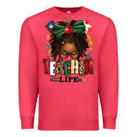 Cardinal teacher life afro locs messy bun Premium Sweatshirt - texasbilliewilder
