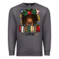 Charcoal Heather teacher life afro locs messy bun Premium Sweatshirt - texasbilliewilder