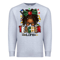 Heather Grey teacher life afro locs messy bun Premium Sweatshirt - texasbilliewilder
