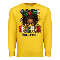 Lemon teacher life afro locs messy bun Premium Sweatshirt - texasbilliewilder