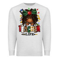 Oatmeal Heather teacher life afro locs messy bun Premium Sweatshirt - texasbilliewilder