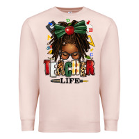 Pale Pink teacher life afro locs messy bun Premium Sweatshirt - texasbilliewilder