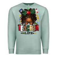 Seafoam teacher life afro locs messy bun Premium Sweatshirt - texasbilliewilder