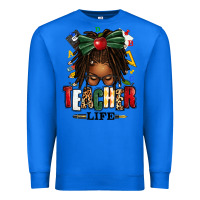 True Royal teacher life afro locs messy bun Premium Sweatshirt - texasbilliewilder