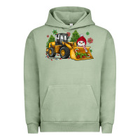 Pigment Oil Green christmas bulldozer snowman Urban Hoodie - JahusDesignShop