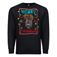 Black Merry Christmas Calf Premium Sweatshirt - RanaPortraitStore