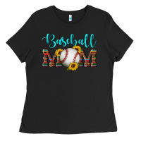 Black western leopard serape wooden sunflowers  turquoise glitter mom baseba Ladies Tee - Artiststas