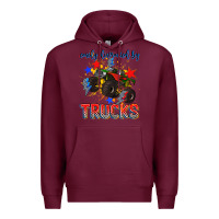 Burgundy easily distracted by trucks Premium Hoodie - AdoDesignShop