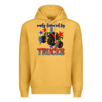 Mustard easily distracted by trucks Premium Hoodie - AdoDesignShop