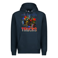 Navy easily distracted by trucks Premium Hoodie - AdoDesignShop