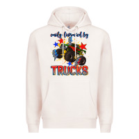 Pale Pink easily distracted by trucks Premium Hoodie - AdoDesignShop