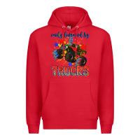 Red easily distracted by trucks Premium Hoodie - AdoDesignShop