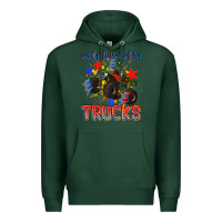Sports Green easily distracted by trucks Premium Hoodie - AdoDesignShop