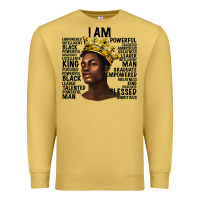 Afro Man Black King I Am Premium Sweatshirt | Teevron