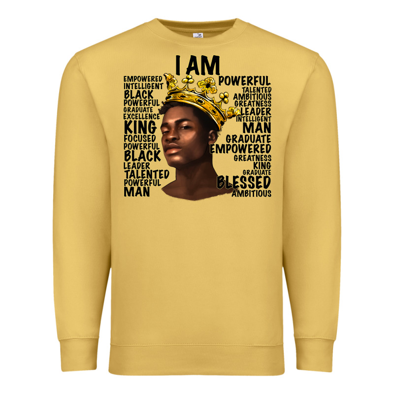 Afro Man Black King I Am Premium Sweatshirt by texasbilliewilder | Teevron
