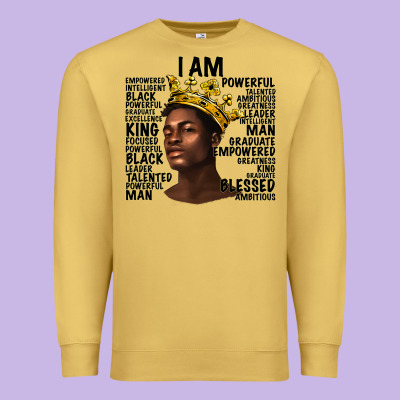 Premium Sweatshirt afro man black king i am